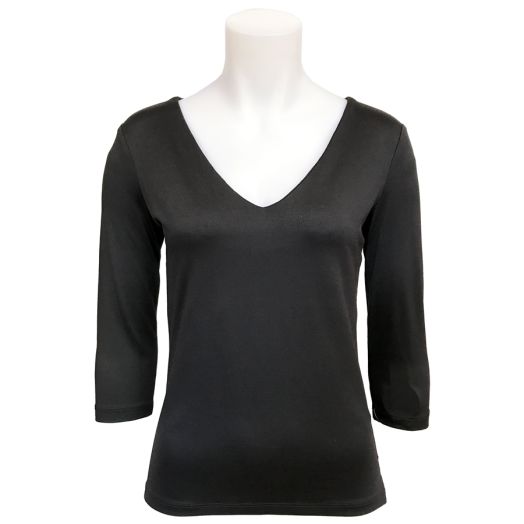 O'Connell's Women's 3/4 Sleeve Travel V-Neck - Black
