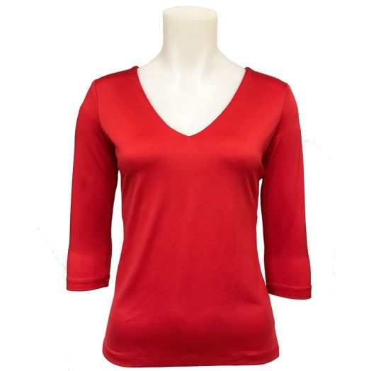 O'Connell's Women's 3/4 Sleeve Travel V-Neck - Red