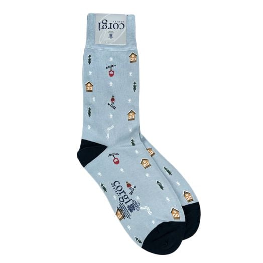 Women's Corgi Cotton Socks - Winter Wonderland - Light Blue (94277)