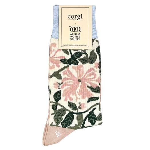 Women's Corgi Cotton Trouser Socks - Floral - Blush (119274)