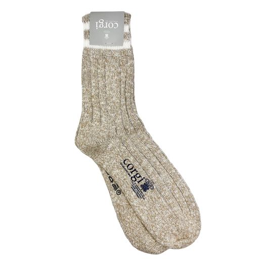 Women's Corgi Ribbed Cotton Trouser Socks - Natural (114374)