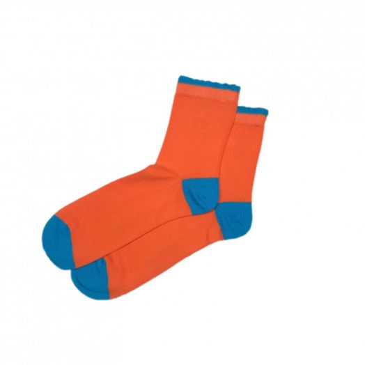 Corgi Women's Cotton Ankle Socks - Orange & Turquoise (93296)