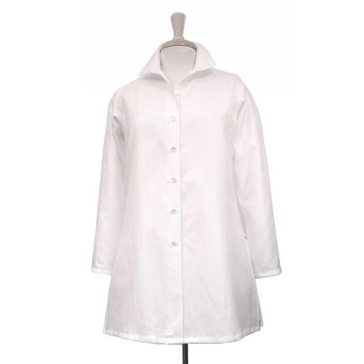 O'Connell's Women's Dress Cotton Tunic - Martha - Pearl White Herringbone (13462)