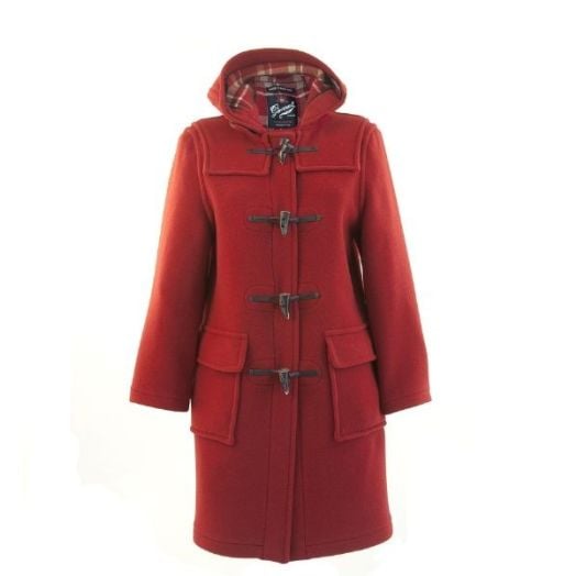 Womens Gloverall Duffle Coat - Cranberry (312C)