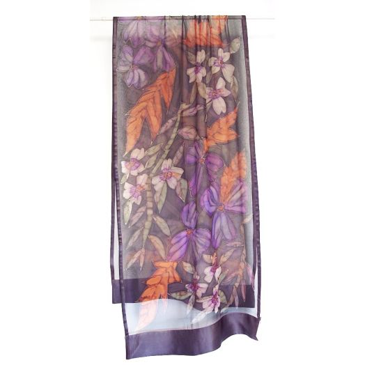 O'Connell's Women's Hand Painted Silk Chiffon Scarf - Purple Multi (67550)