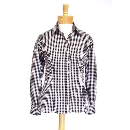 O'Connell's Women's Long Sleeve Check Cotton Shirt - Julia - Black & White