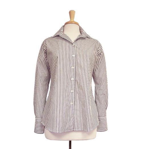 O'Connell's Women's Relaxed Cotton Shirt - Erin - Tape Stripe - Black