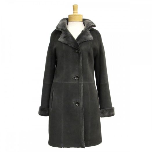 O'Connell's Women's Reversible Entrefino Shearling "City Coat" - Grey