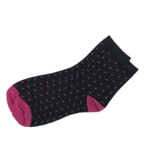 Corgi Women's Wool Polka Dot Socks - Black & Pink (93433)