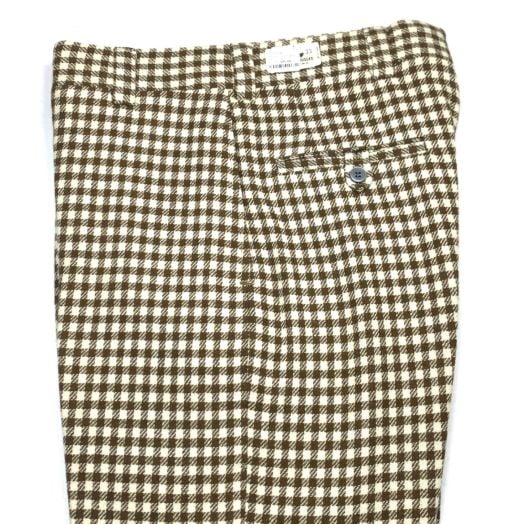 Wool Flannel Trousers - Gingham - Brown