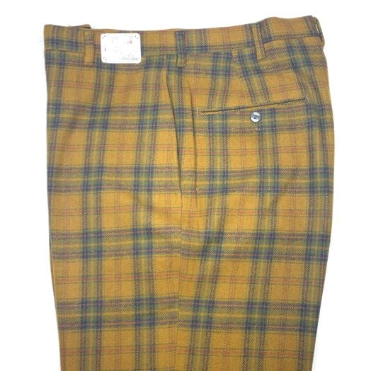 Wool Flannel Trousers - Old Gold, Navy, Rust & Green Plaid (9505)