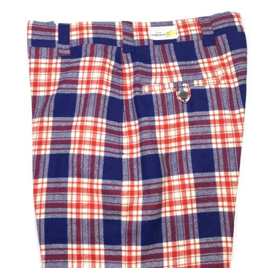 Wool Flannel Trousers - Royal & Red Plaid (P893)