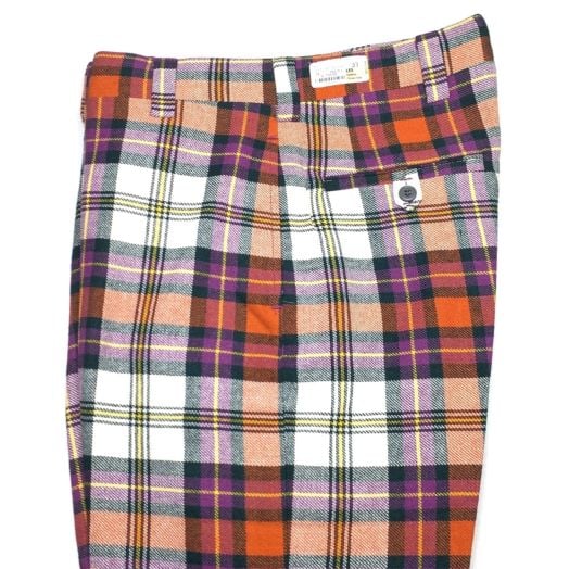 Wool Flannel Trousers - Tartan - Orange & Purple (096283)