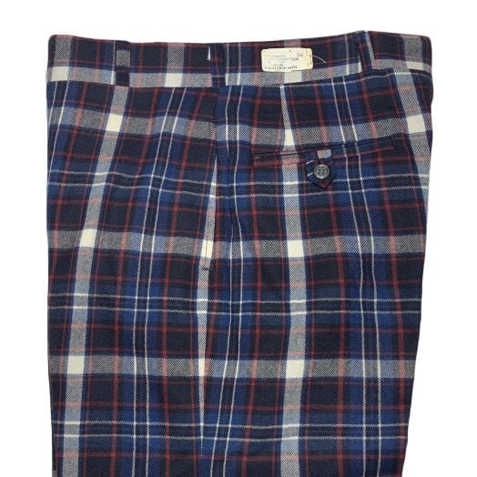 Wool Flannel Trousers - Tartan Plaid (Nvy1)