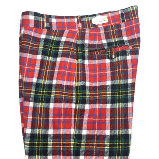 Wool Flannel Trousers - Tartan Plaid - Red6