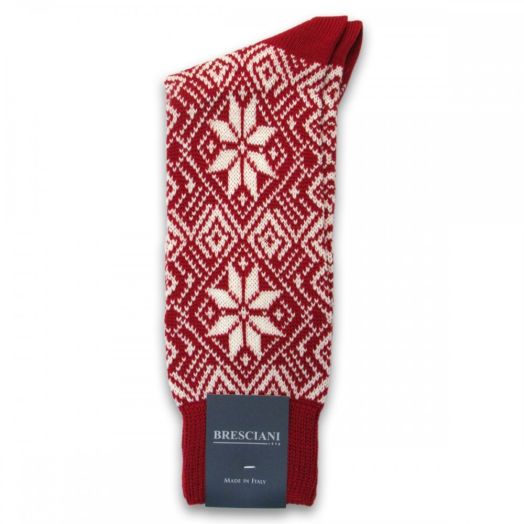 Wool mid-calf Bresciani Apres Ski Chalet Socks - Red & White