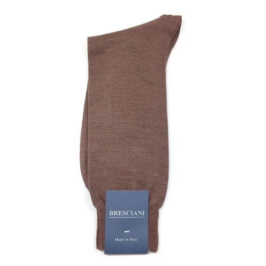 Wool Mid-calf Bresciani Pin Dot Socks - Earth with Olive dots (91163)