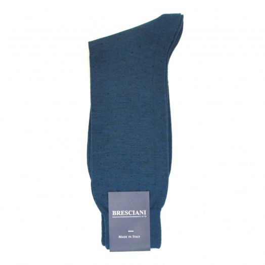 Wool mid-calf Bresciani Pin Dot Socks - Teal with Navy