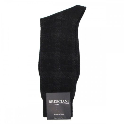 Wool mid-calf Bresciani Plaid Socks - Black
