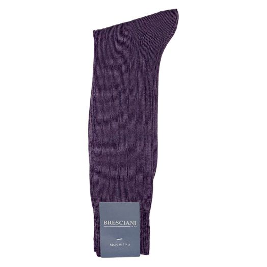 Wool Mid-calf Bresciani Ribbed Socks - Violet (95774)