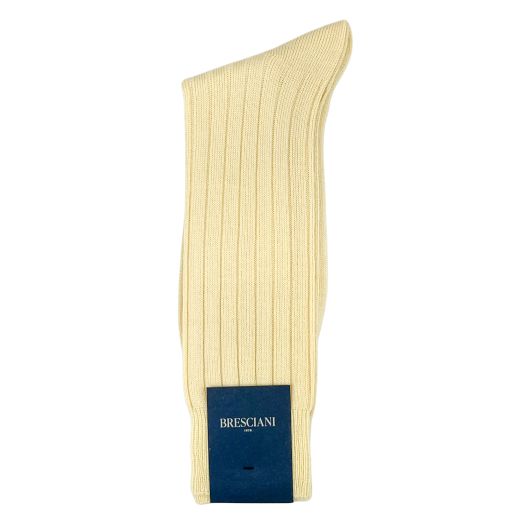 Wool Mid-calf Bresciani Ribbed Socks - Lemon (110940)