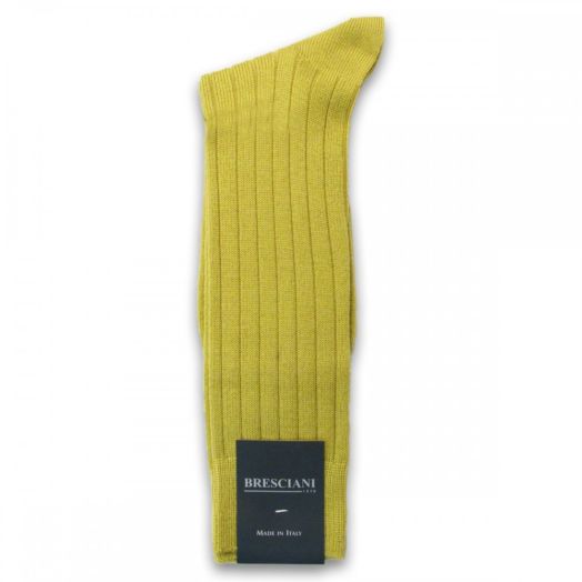 Wool Mid-calf Bresciani Ribbed Socks - Limone