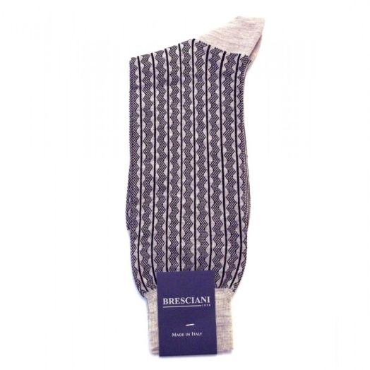 Wool mid-calf Bresciani Tire Track Socks - Ivory & Black