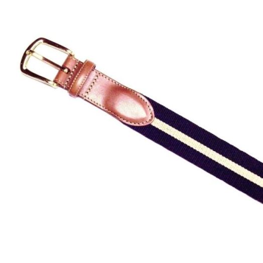 Wool Surcingle Belt - Navy with Tan
