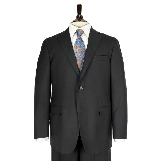 O'Connell's Solid Black Worsted Wool Suit