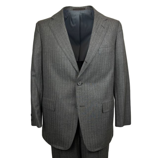 New Old Stock Hertling Wool Cheviot Suit - Charcoal Brown with Sky & Burgundy-Rust (5732)