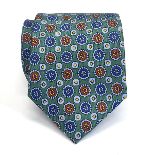 Atkinsons 50-ounce Silk Print Necktie - Fern (92482)
