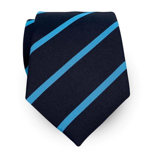 Atkinsons Irish Poplin Necktie - Stripe - Navy with Light Blue (106370)