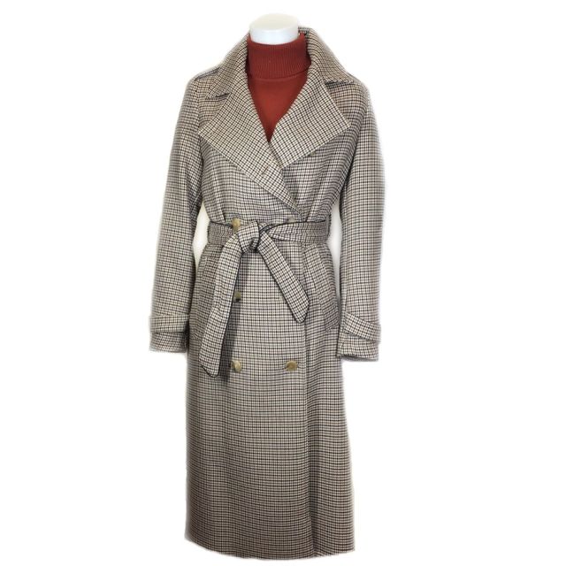 Goodmatch Women's Double Breasted Trench Coat - Houndstooth - Cream, Brown & Black