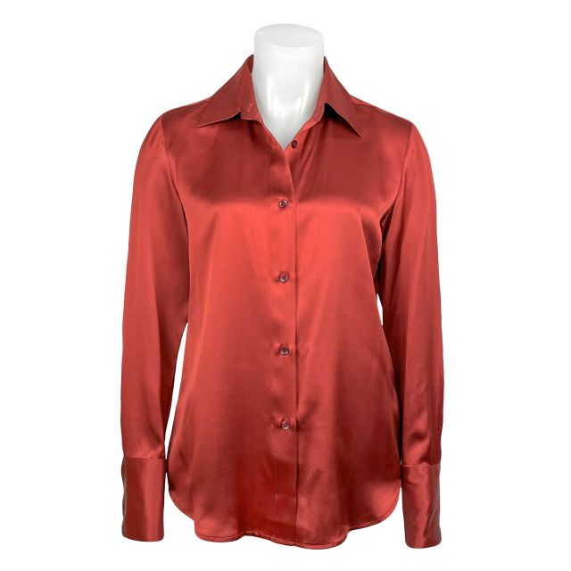 Kal Rieman Classic Tailored Silk Blouse - Rust (11119)