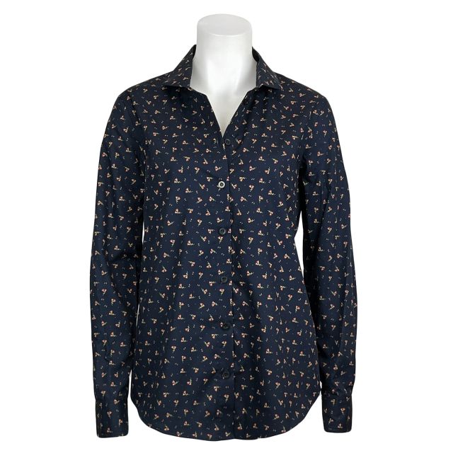 Kal Rieman Ginna Box Pleat Shirt - Mini Floral - Navy (11121B)