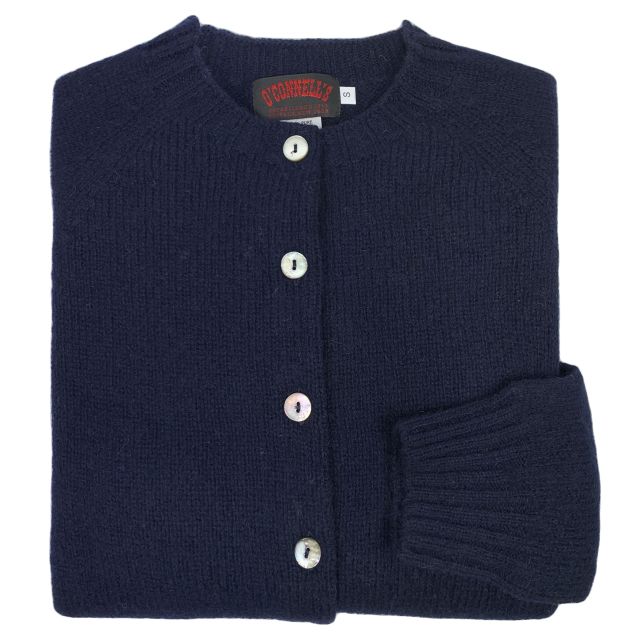 O'Connell's Womens Scottish Shetland Wool Cardigan - Navy