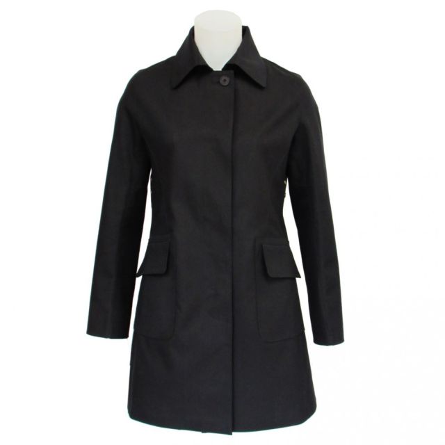 Mackintosh of Ireland Women's Double Texture Cotton A-Line Raincoat - Black