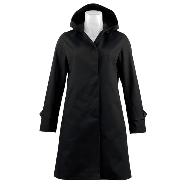 Mackintosh of Ireland Women's Double Texture Cotton Hooded Raincoat - Black
