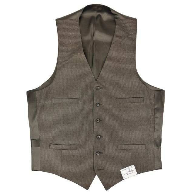 New Old Stock Deansgate Wool Blend Vest - Narrow Pinstripe - Brown (12416)