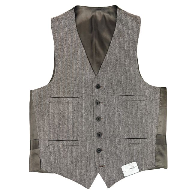 New Old Stock Deansgate Wool Cheviot Vest - Brown with Rust (50903)