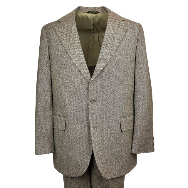 New Old Stock Deansgate Wool Flannel Suit - Light Brown Herringbone (11800)