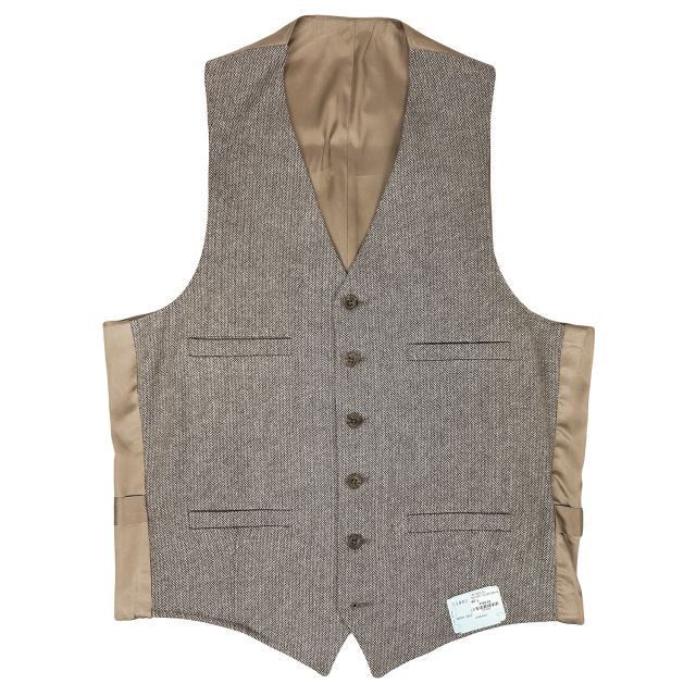 New Old Stock Deansgate Wool Flannel Vest - Light Brown Herringbone (11800)