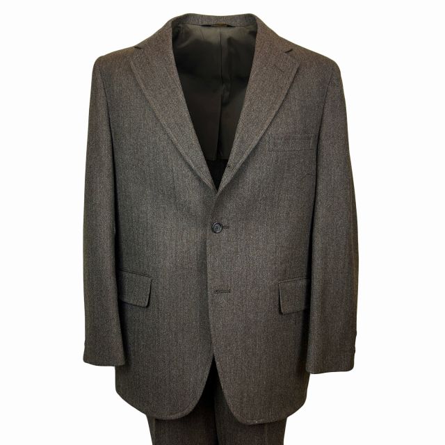 New Old Stock Deansgate Wool Tweed Suit - Charcoal Brown Herringbone (30606)