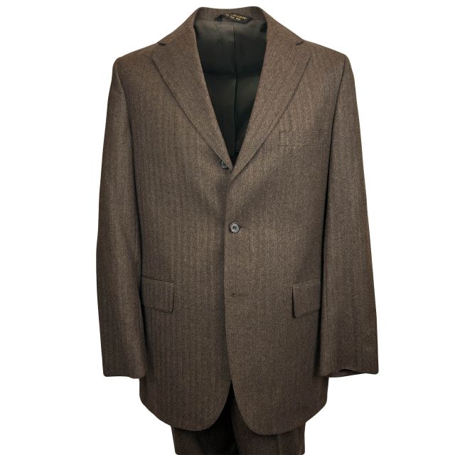 New Old Stock Deansgate Wool Tweed Suit - Dark Brown Cheviot (30905)
