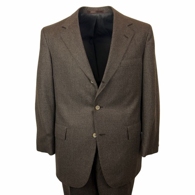 New Old Stock Freedberg Wool Flannel Suit - Brown Pinstripe (7511)