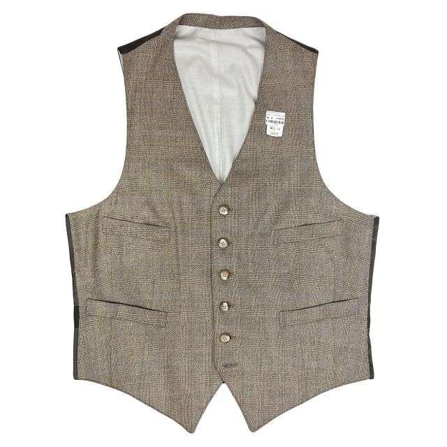 New Old Stock Freedberg Wool Flannel Vest - Brown Plaid with Blue (7783)
