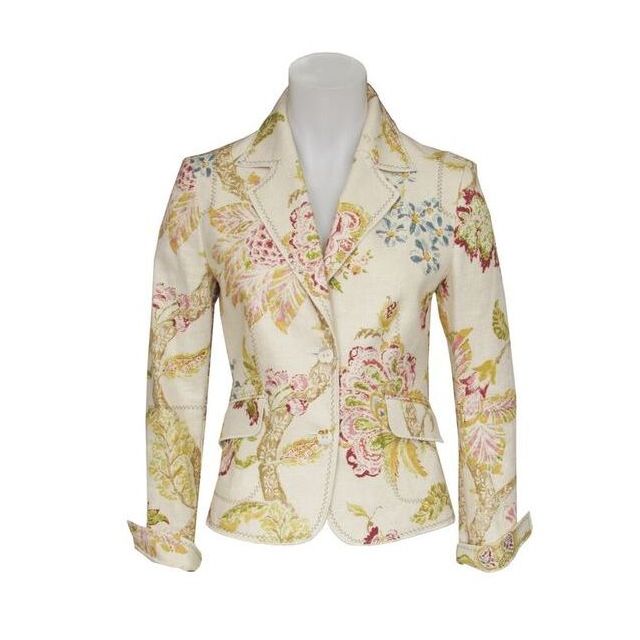 O'Connel's Women's Floral Jacket - Linen Blend -  Ann - Natural/Multi (1109SB)