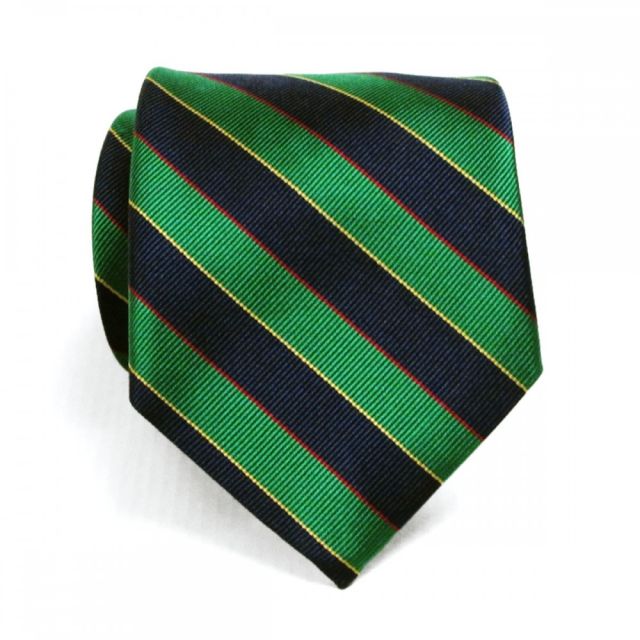 O'Connell's Argyll & Sutherland Stripe Necktie - Green with Navy, Red & Yellow