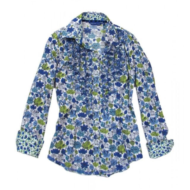 O'Connell's Women's Liberty of London Shirt - Darlene - Blue with Green & White (B80008-706)