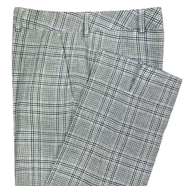 O'Connell's Women's Rebecca Linen Trousers - Glen Plaid - Green, White & Lilac (1252CA-01)